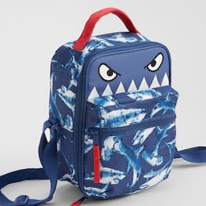 NEW Gap Kids Shark Lunch Bag Snack Cooler Tote w/ Outer Pocket Adjustable Strap